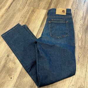 Carhartt Mason Women’s 2 Regular Mason Blue Denim Jeans High Rise Slim Leg Work